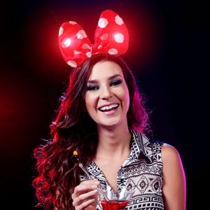 Flashing LED Headband - Red with White Polka Dots